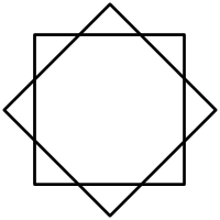 Grafische Darstellung eines geometrischen Symbols, das aus zwei &uuml;bereinanderliegenden Quadraten besteht, die um 45 Grad gegeneinander verdreht sind, um ein Sternmuster zu bilden.